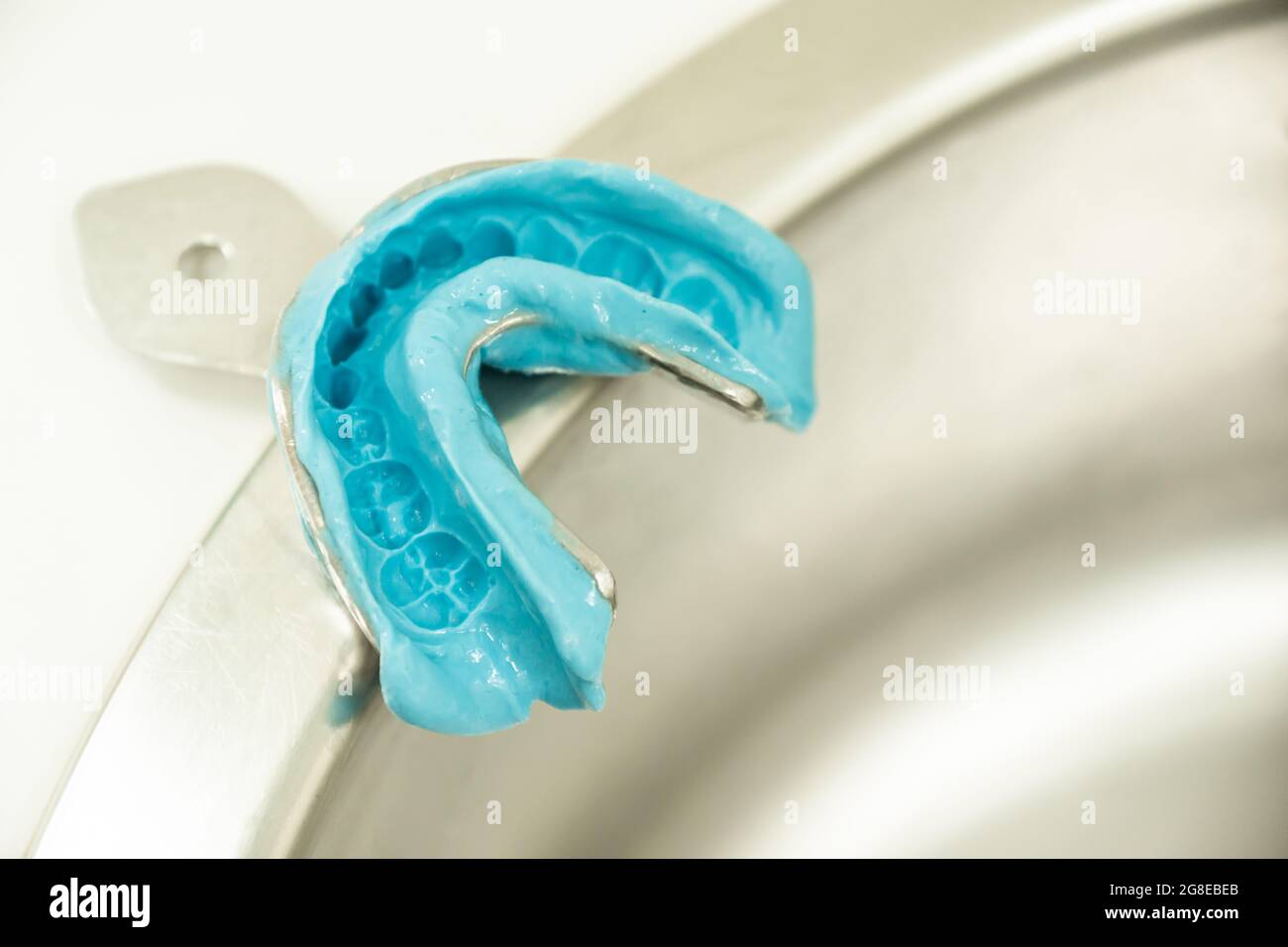 metal blue alginate dental impression mold Stock Photo Alamy