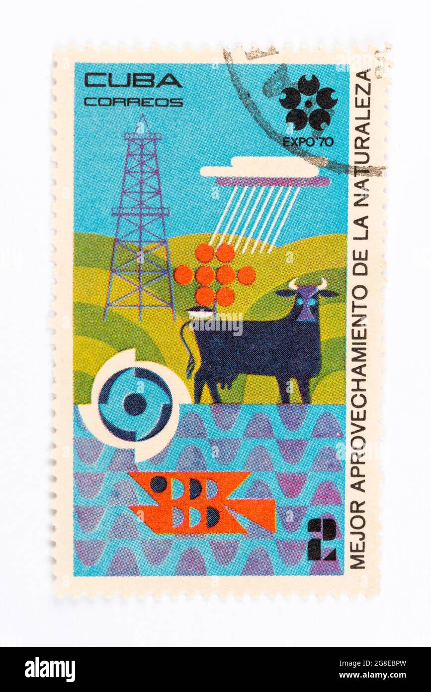 Expo 70 Cuban Postage Stamp Stock Photo