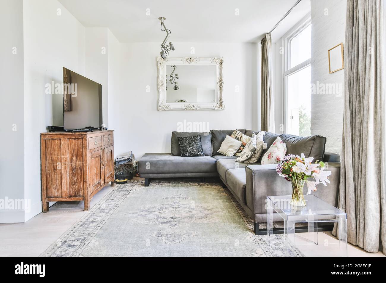 Curated visual reference: Gallery Detail: Elegant And Spacious Living Room With Beautiful Furniture Stock Photo