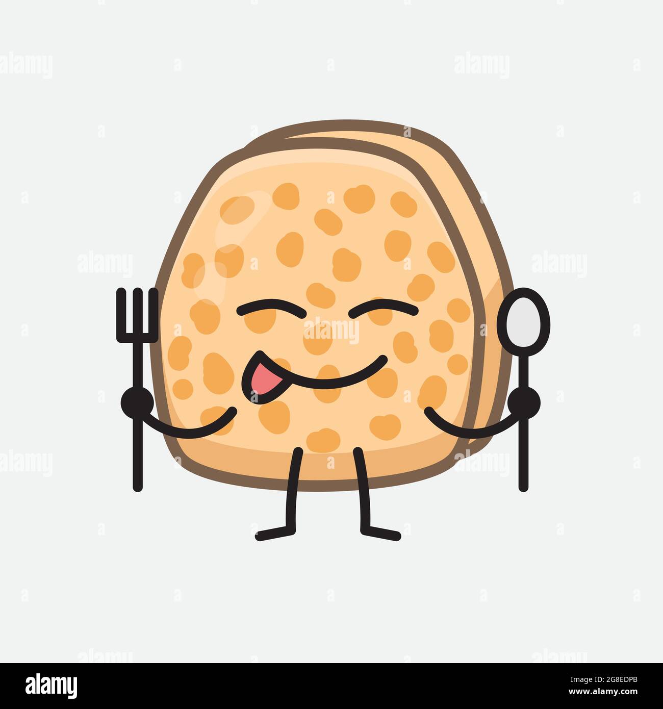 Vector Illustration of Soybean Tempeh Character with cute face and simple body line drawing on