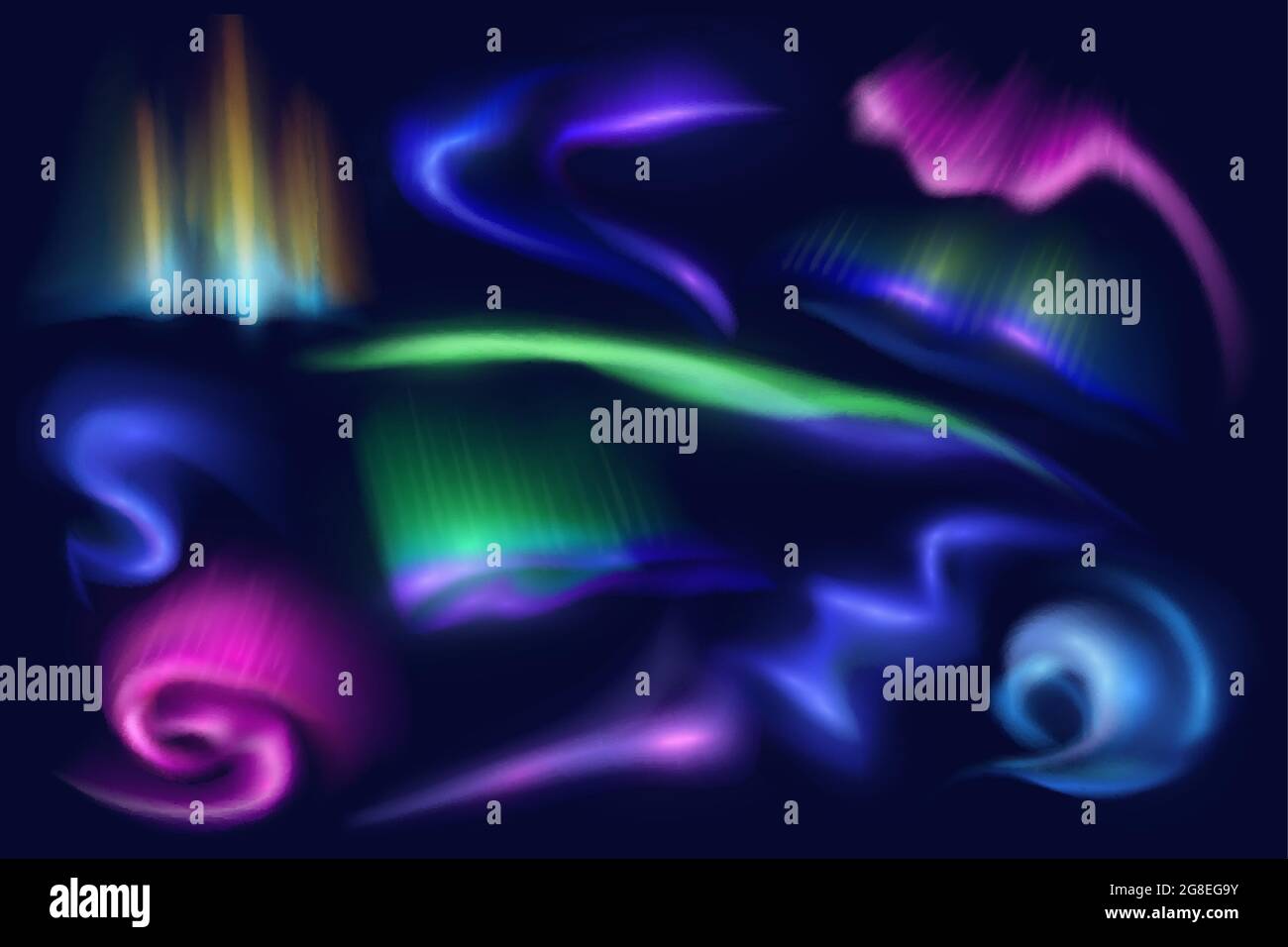 Northern polar lights. Aurora borealis glow in night sky, solar wind
