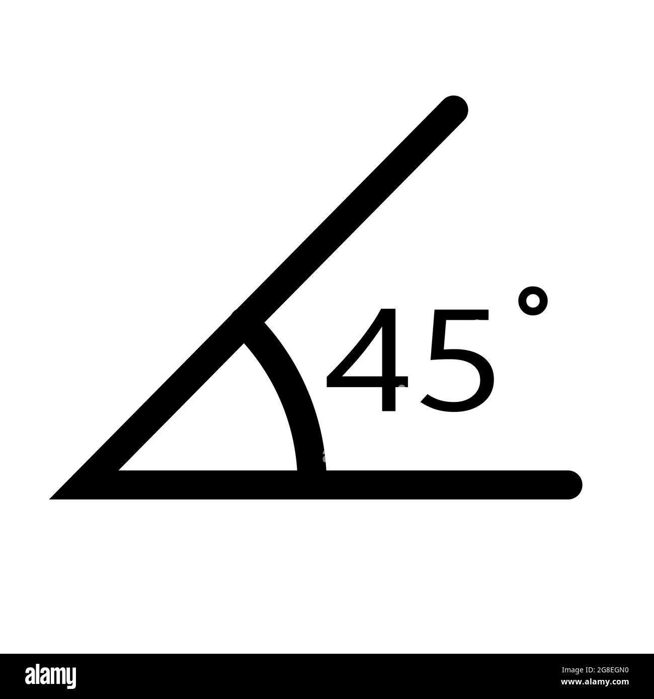 45 degree angle icon on white background. angle Measurement sign. angle