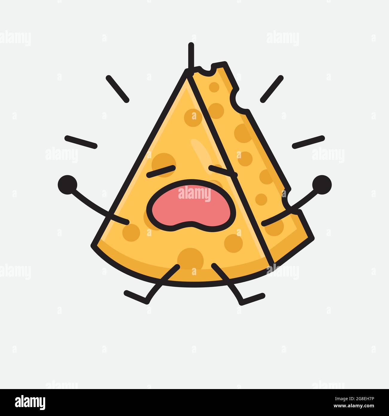Vector Illustration of Cheese Character with cute face and simple body