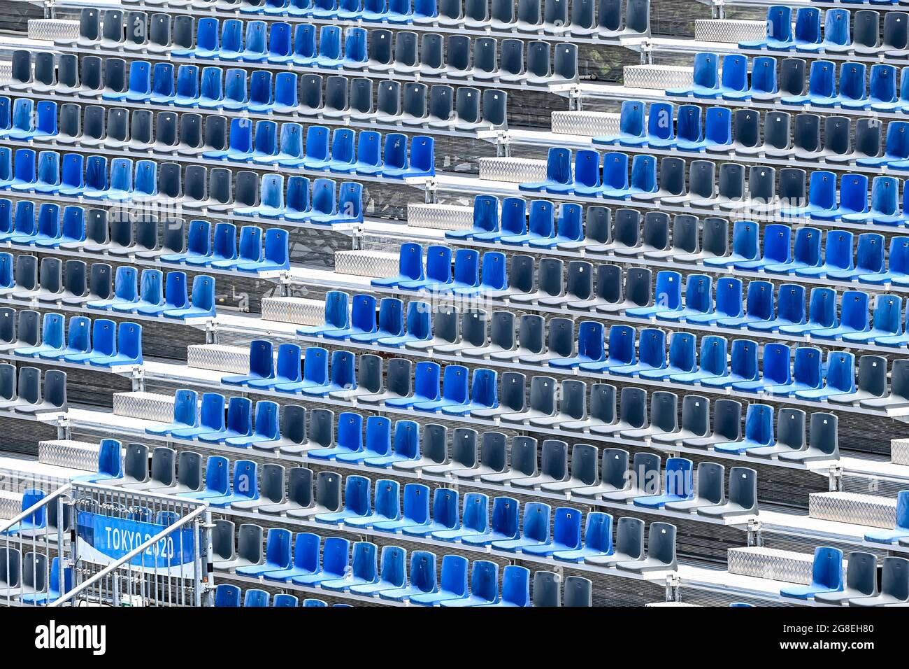 Empty seats pictured during a preparation game between Belgian Red Lions and Argentina ahead of the 'Tokyo 2020 Olympic Games' in Tokyo, Japan on Tues Stock Photo