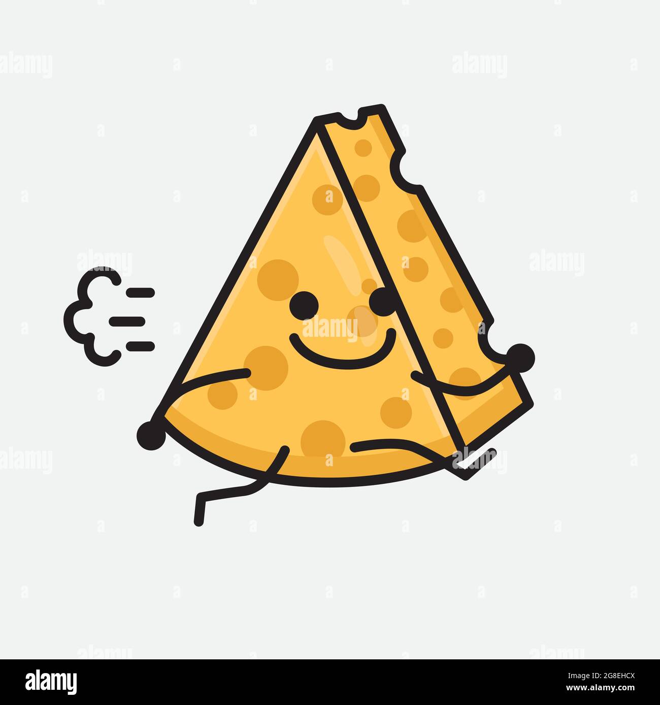 Vector Illustration of Cheese Character with cute face and simple body
