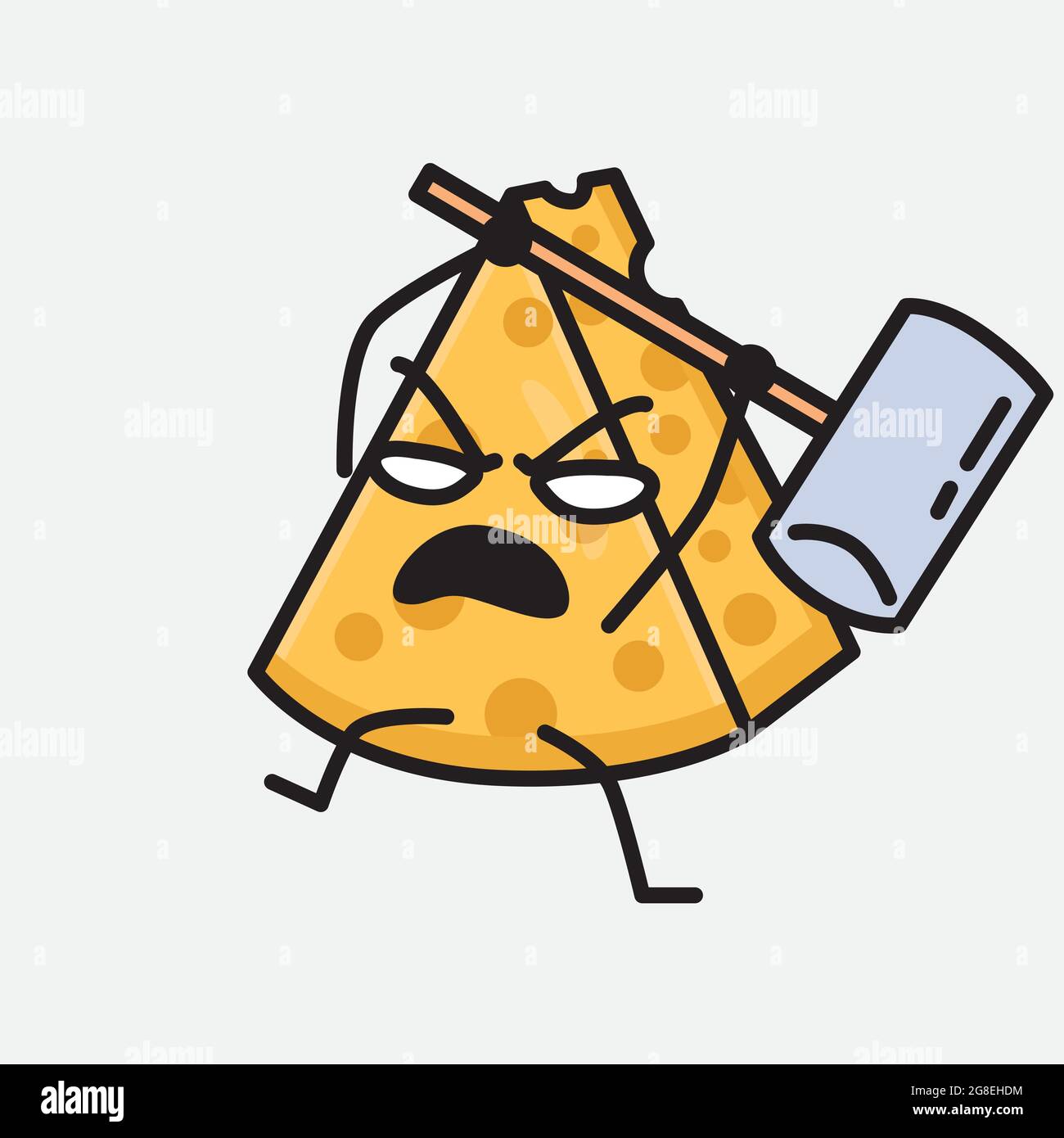 Vector Illustration of Cheese Character with cute face and simple body