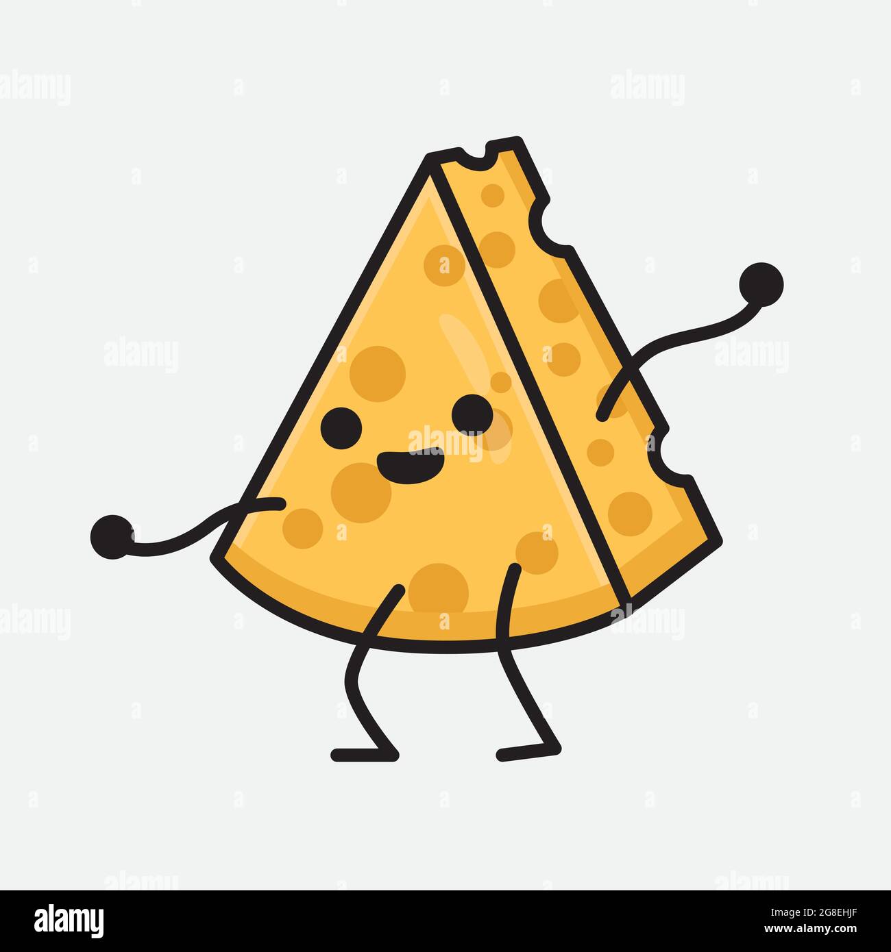 Vector Illustration of Cheese Character with cute face and simple body