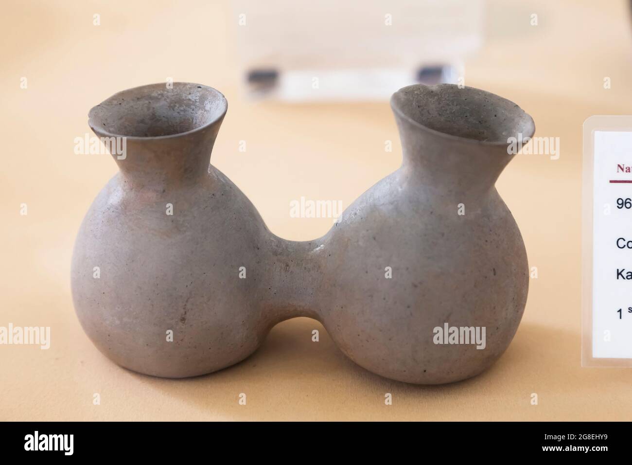 Compound pottery vessel, double bodied pottery, excavated in Gilan, 1st Mill. BC, National Museum of Iran, Tehran, Iran, Persia, Western Asia, Asia Stock Photo