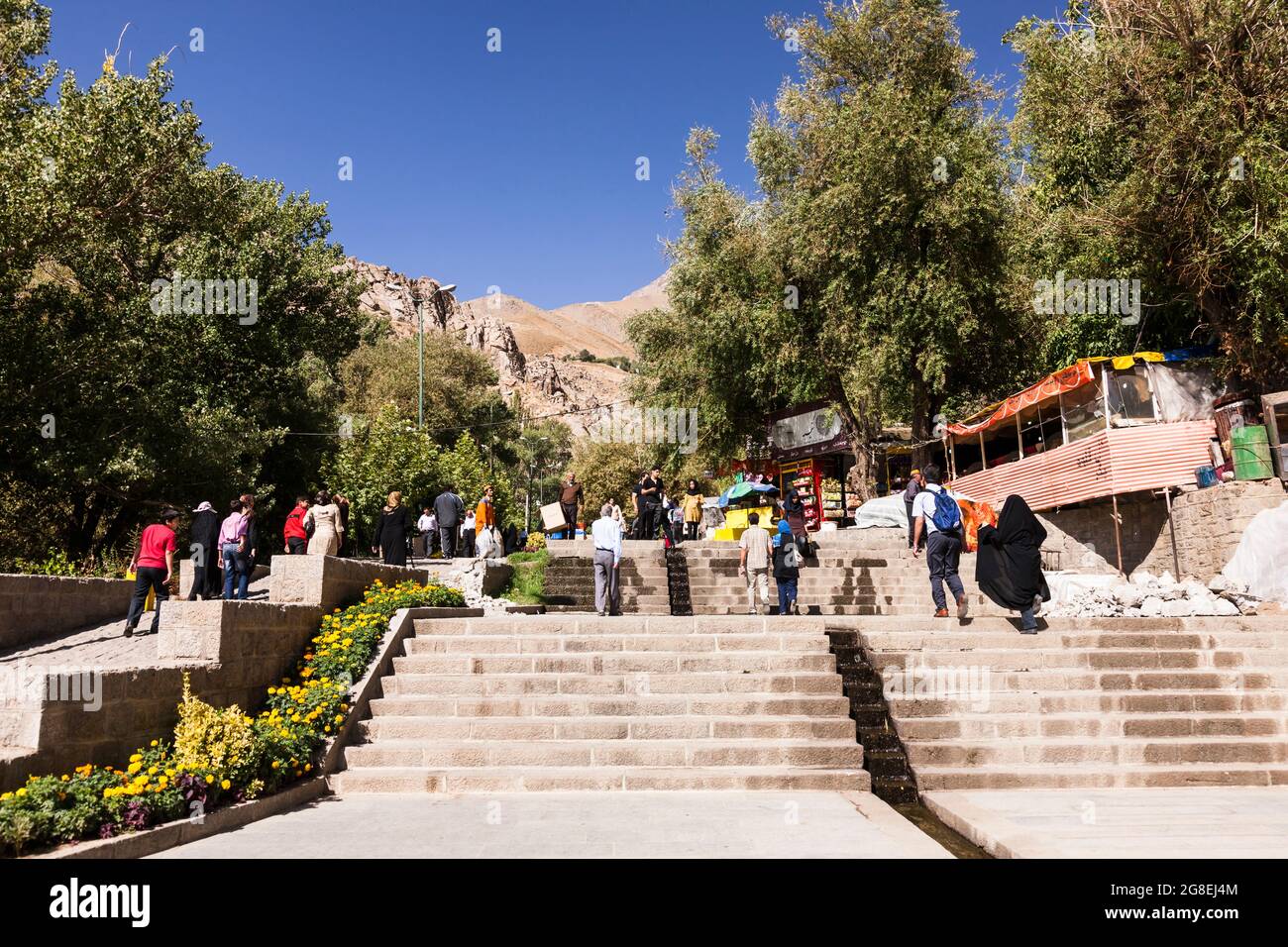 People visiting, Ganjnameh Tourist Resort Complex, suburb of Hamedan(Hamadan), Hamadan Province, Iran, Persia, Western Asia, Asia Stock Photo