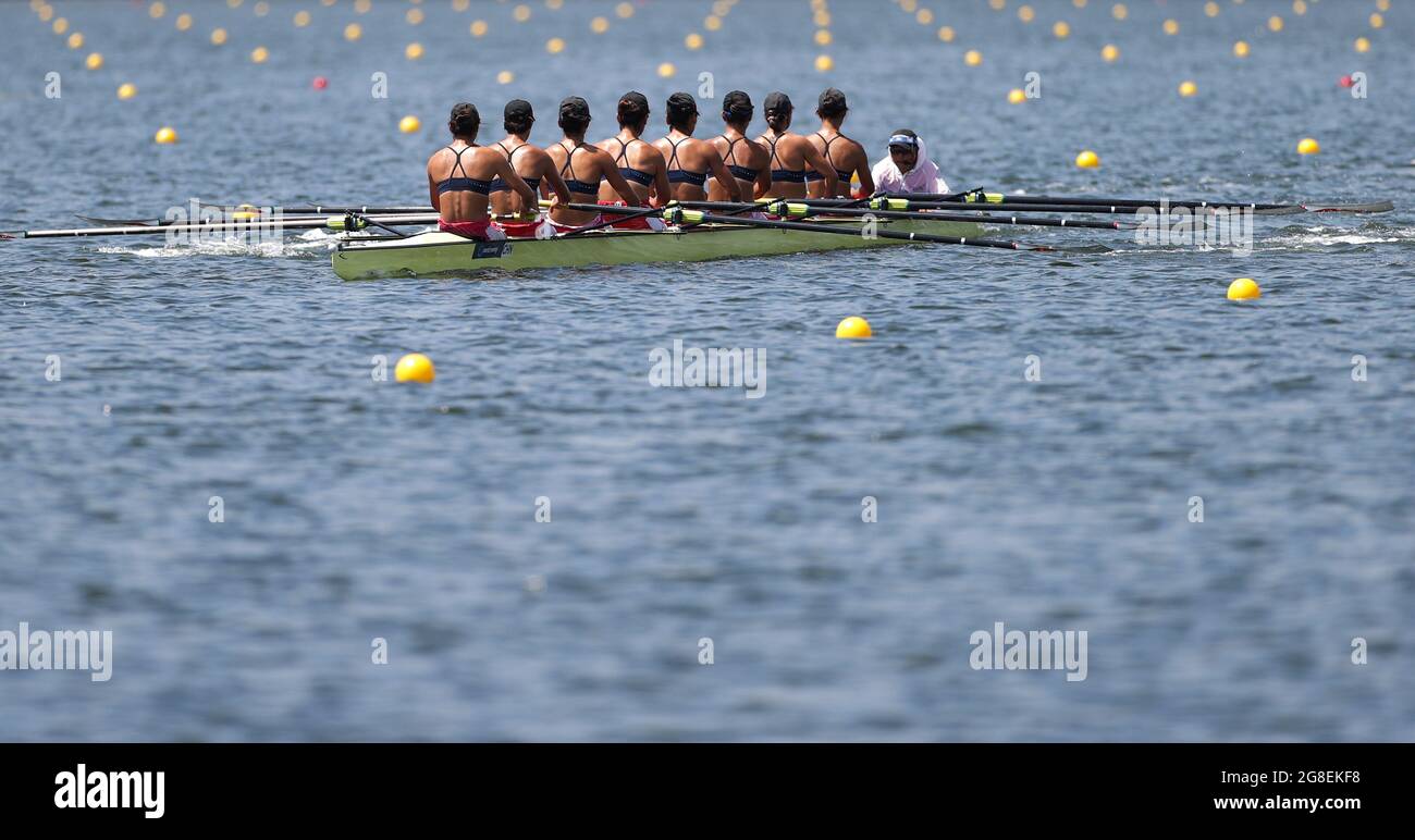Tokyo Japan th July 21 Members Of Chinese Women S Eight Rowing Team Attend A Training Session Ahead Of The Tokyo Olympic Games At The Sea Forest Waterway In Tokyo Japan July