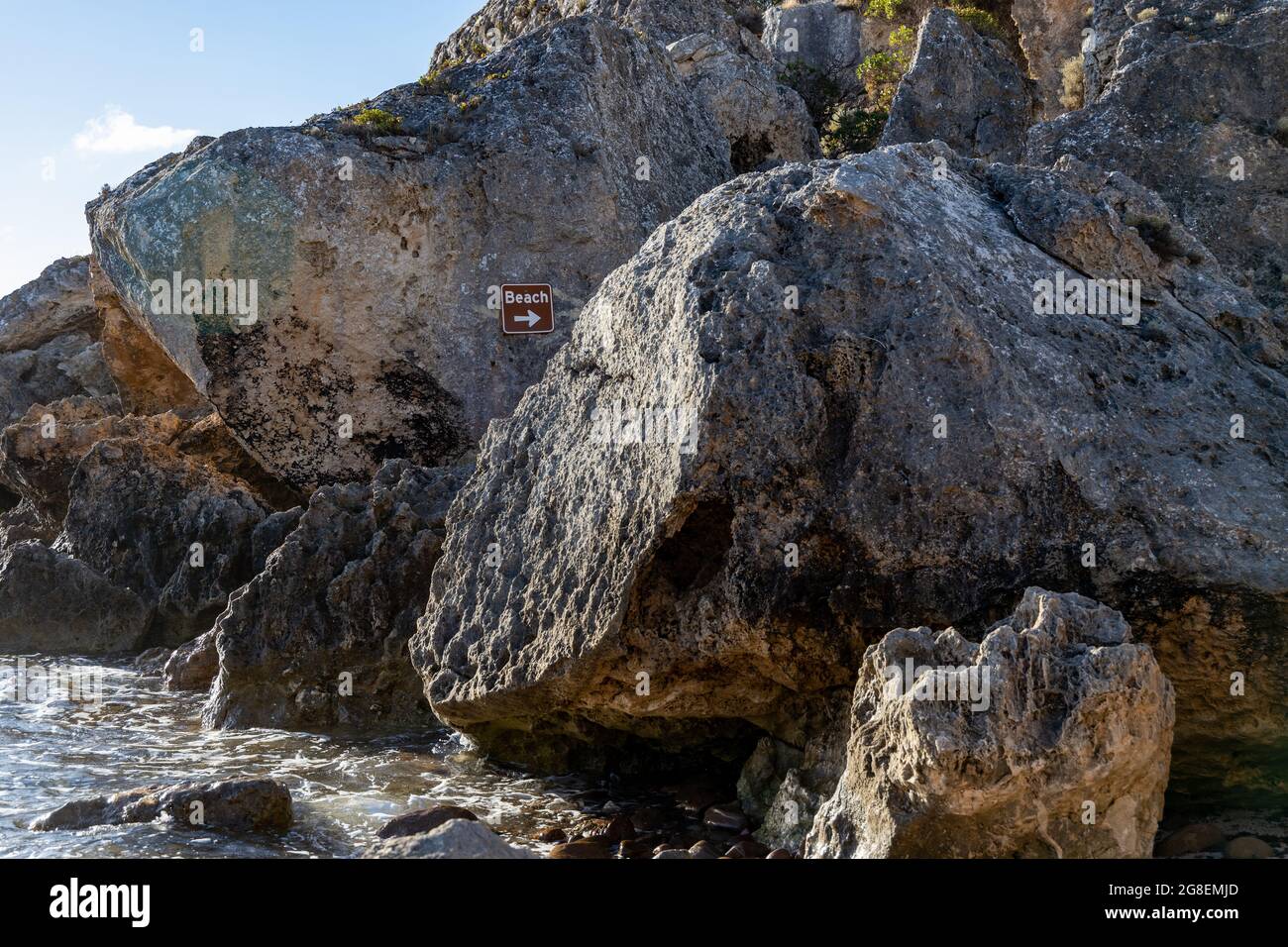 Directions to the hidden beach at Stokes Bay Kangaroo Island South Australia on May 9th 2021 Stock Photo