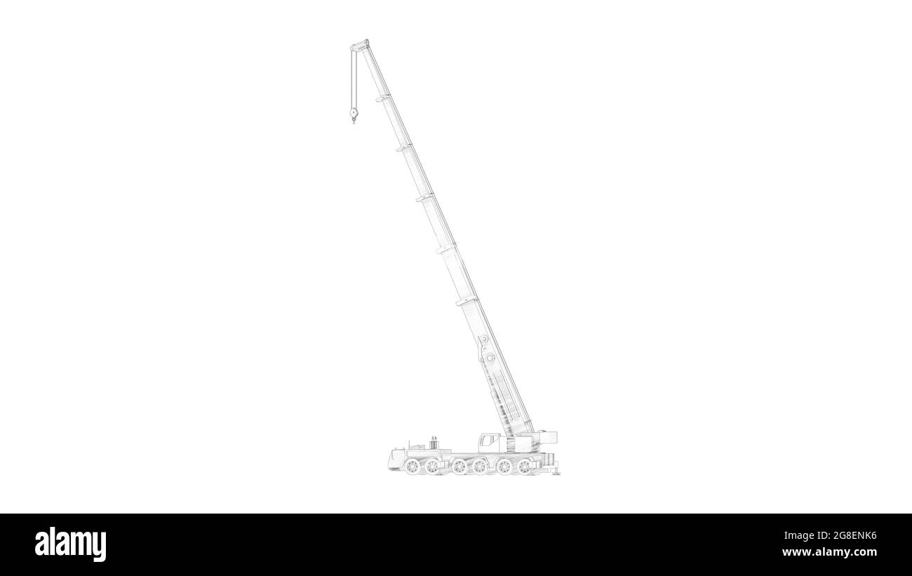 3D rendering of two cranes isolated on white background Stock Photo