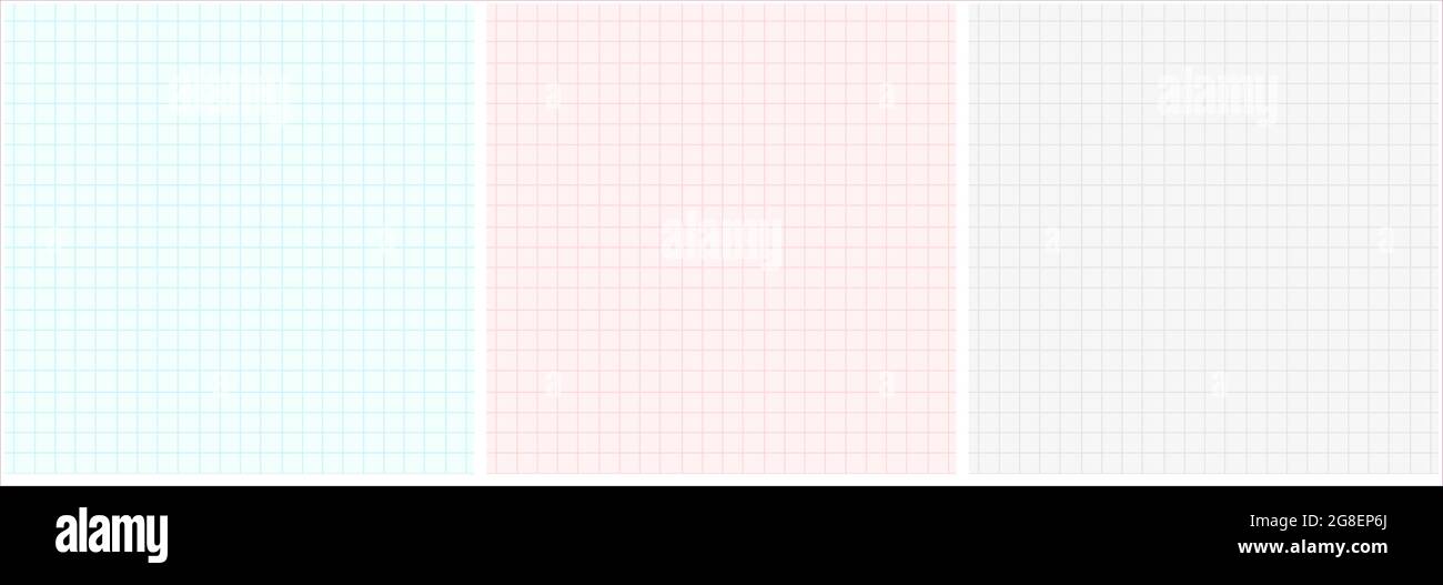 Graph paper in blue green, red, grey checkered background. Squared paper sheet. Printable grid paper with color lines for school, technical engineerin Stock Vector
