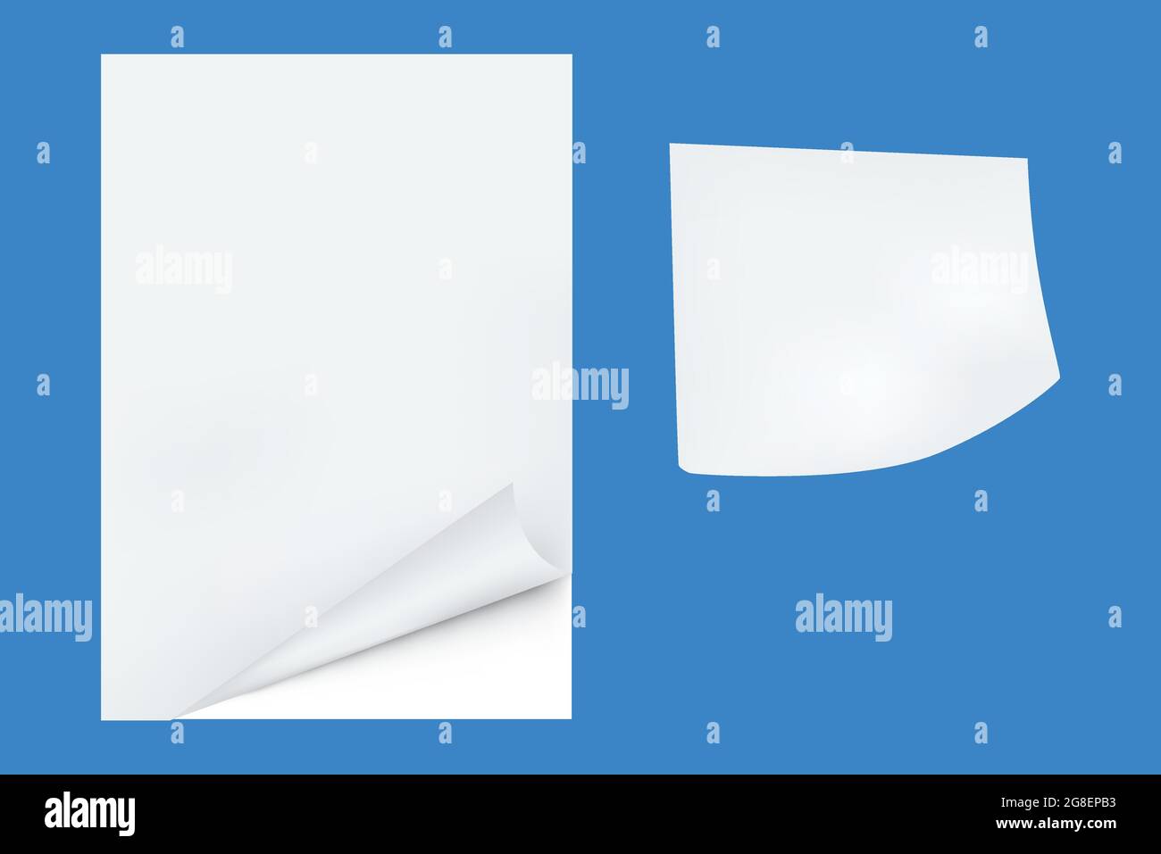 White paper with curled corner template as graphical element Stock Vector