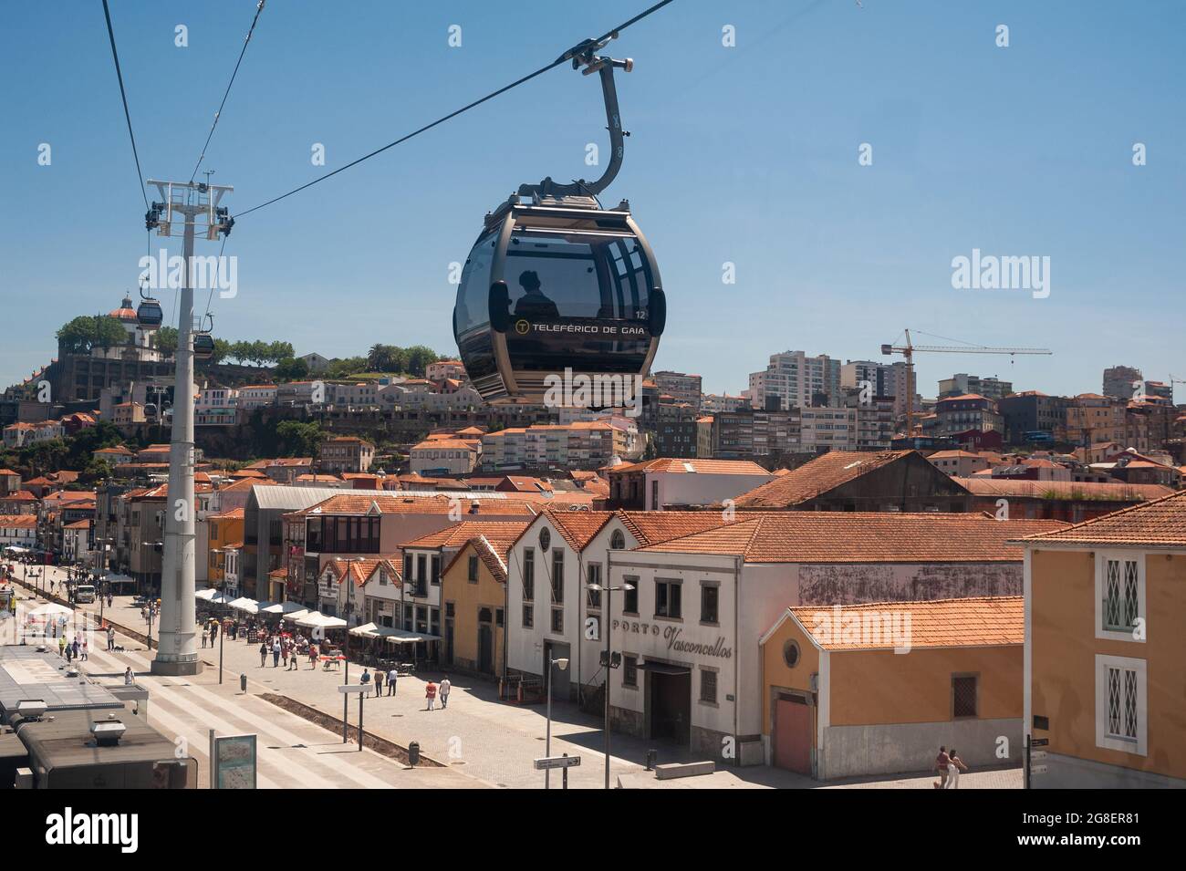 14.06.2018, Porto, Portugal, Europe - View from a gondola of the Teleferico  de Gaia cable car of the cityscape of Vila Nova de Gaia with buildings  Stock Photo - Alamy