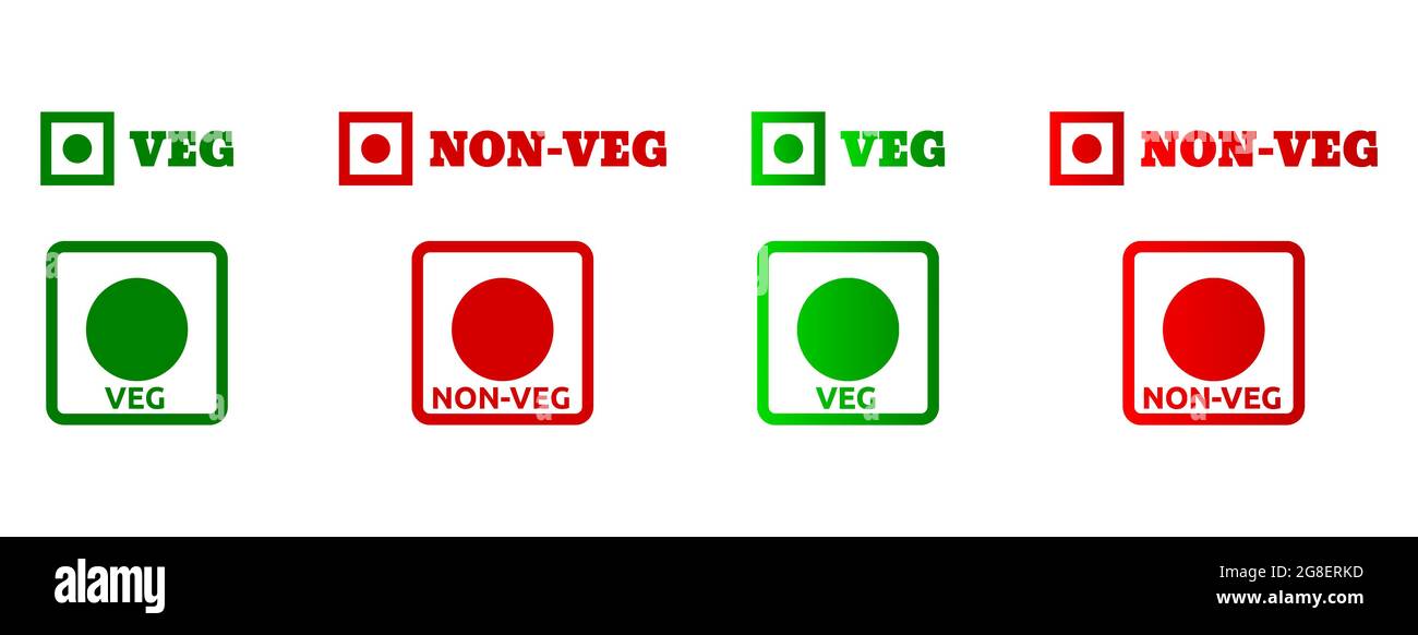 Veg and nonveg sign symbol in flat and gradient color for product