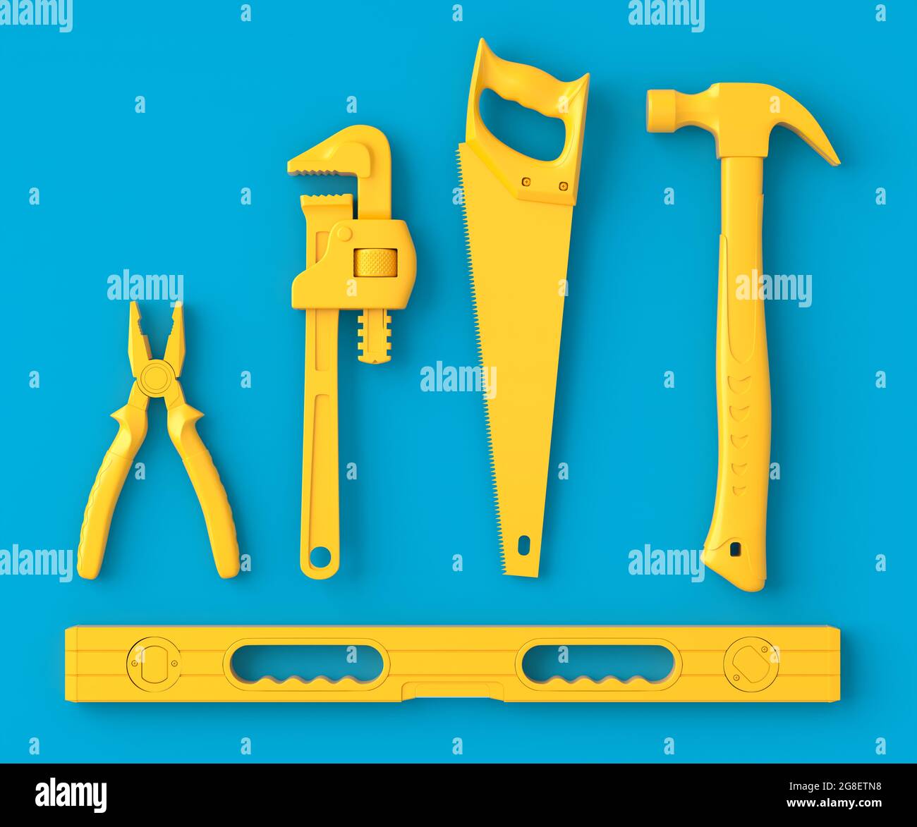 Top view of monochrome construction tools for repair and installation ...