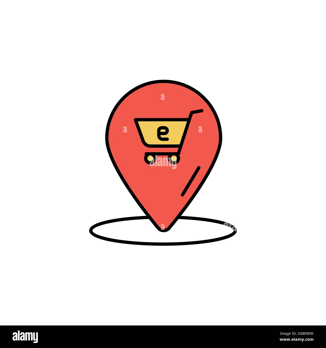 location, grocery cart color vector icon Stock Vector Image