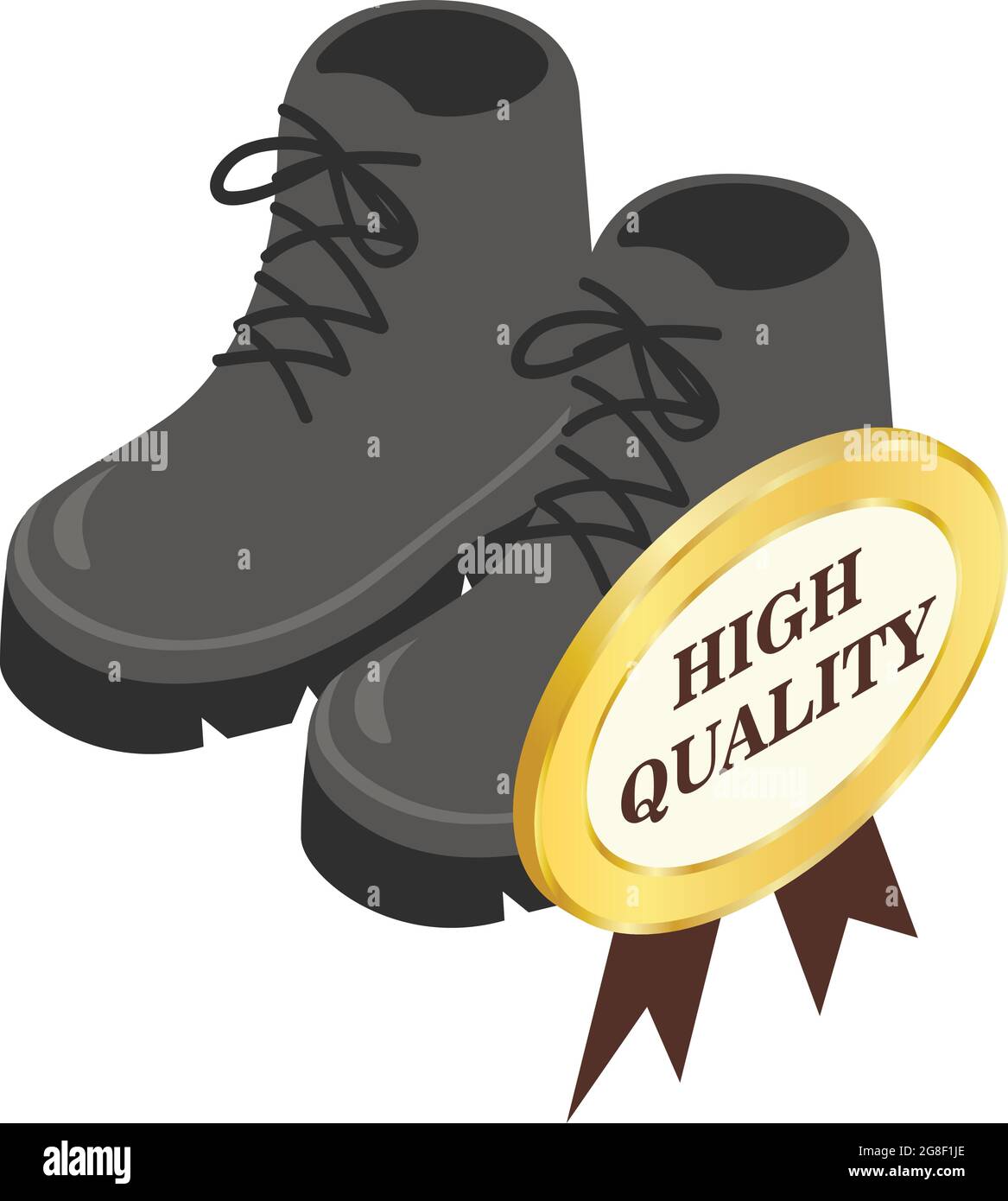 Hiking boots icon isometric vector. Men gray hiking boots with laces. High quality sign Stock Vector