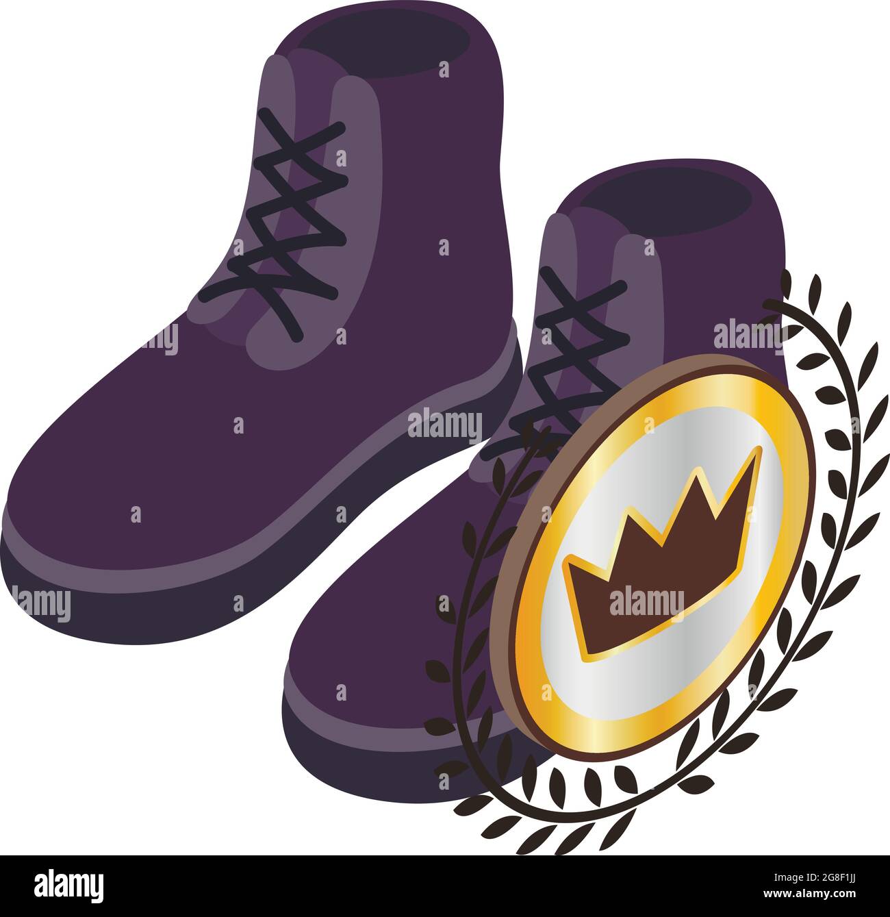 Short boots icon isometric vector. Dark blue men suede short boots with  lacing. Royal quality sign, crown icon Stock Vector Image & Art - Alamy