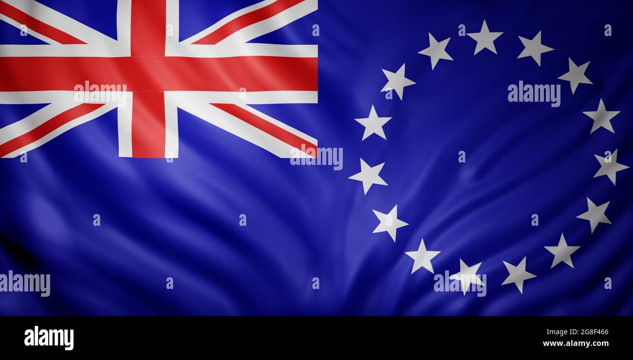 3d rendering of Cook Islands flag waving Stock Photo