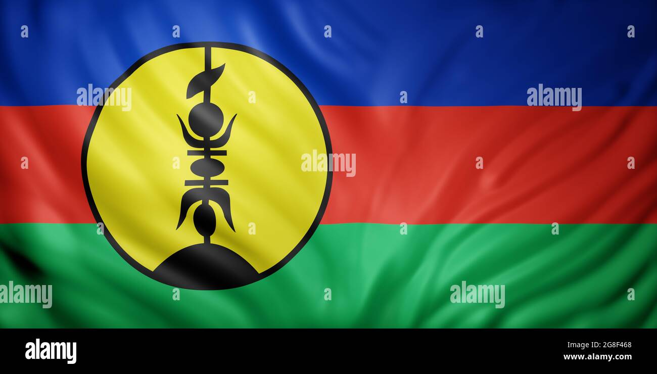 3d rendering of New Caledonia flag waving Stock Photo - Alamy