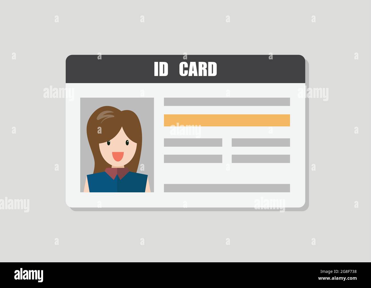 ID Card With Female Photo Vector Illustration. Flat style Personal Identity Stock Vector