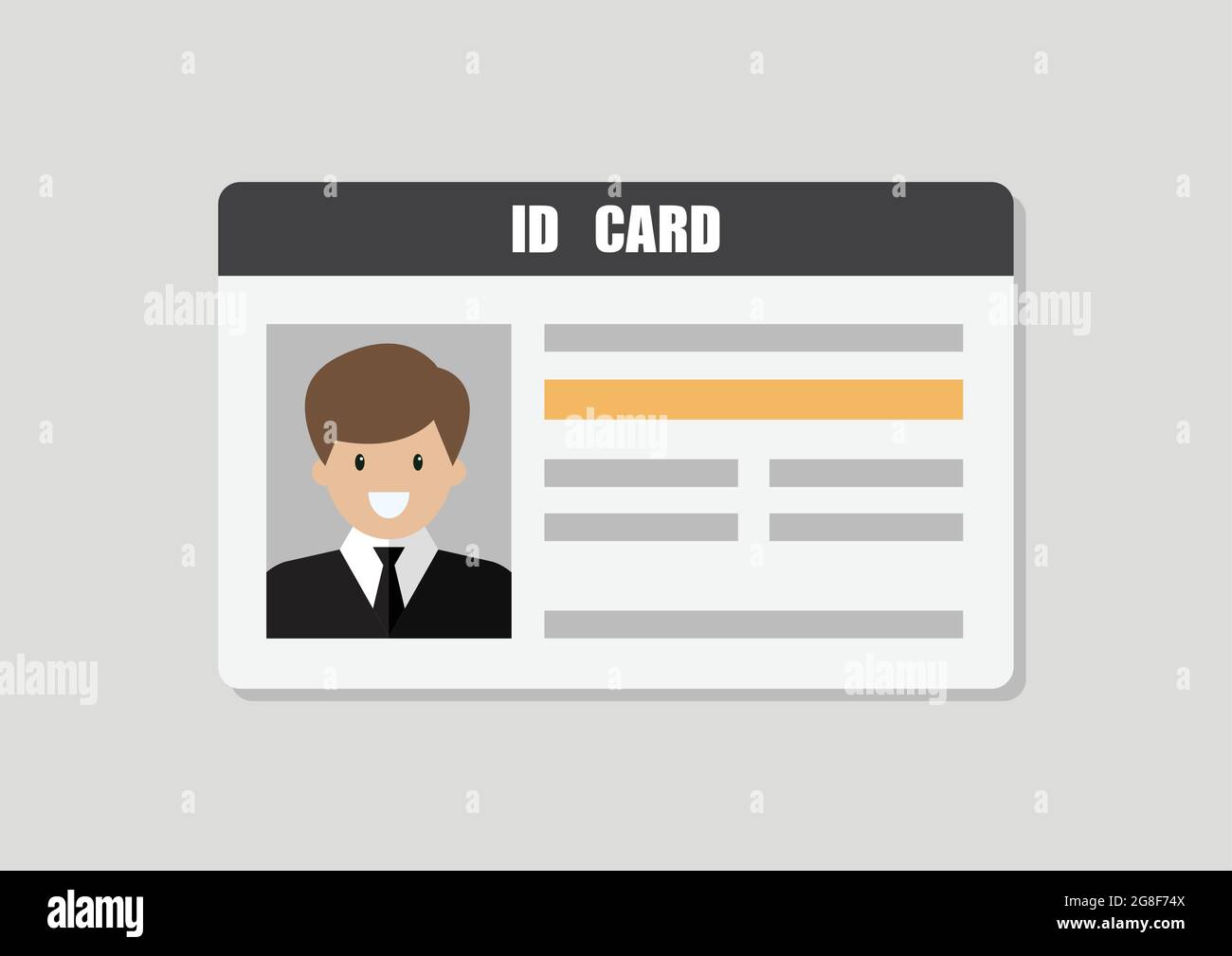ID Card With Male Photo Vector Illustration. Flat style Personal Identity Stock Vector Image