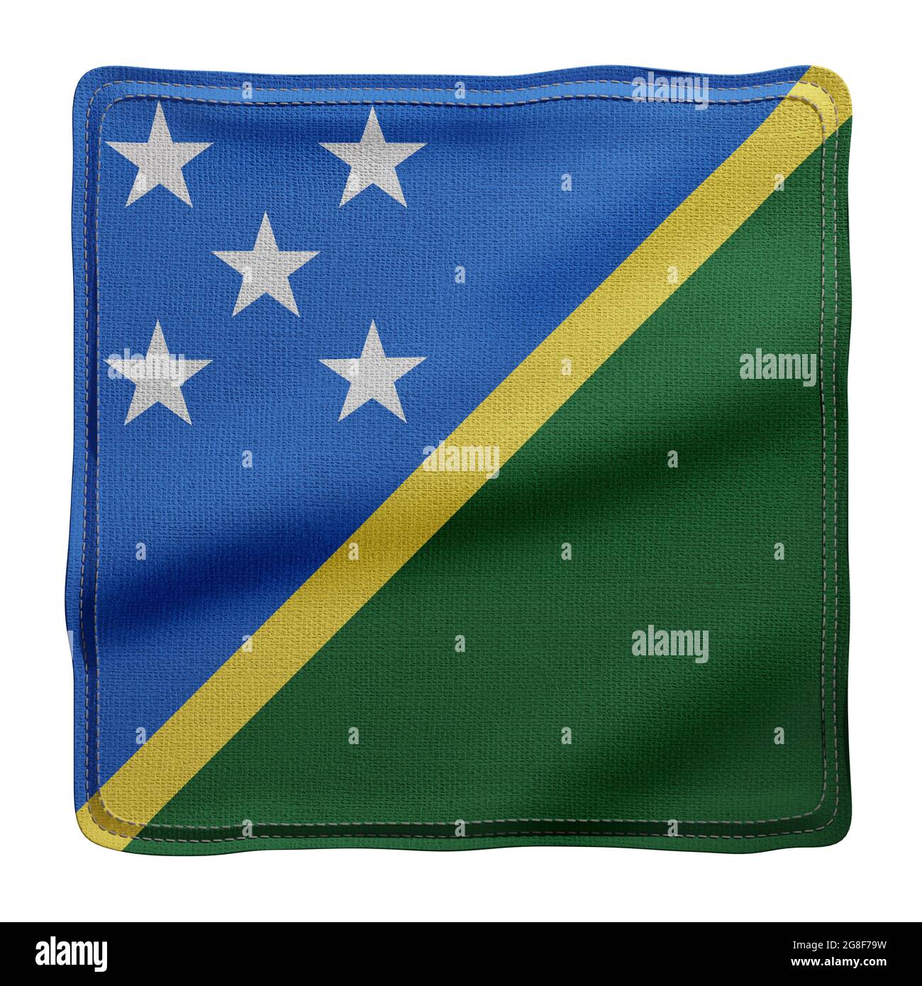 3d rendering of a detail of a silked Solomon Islands flag isolated on ...