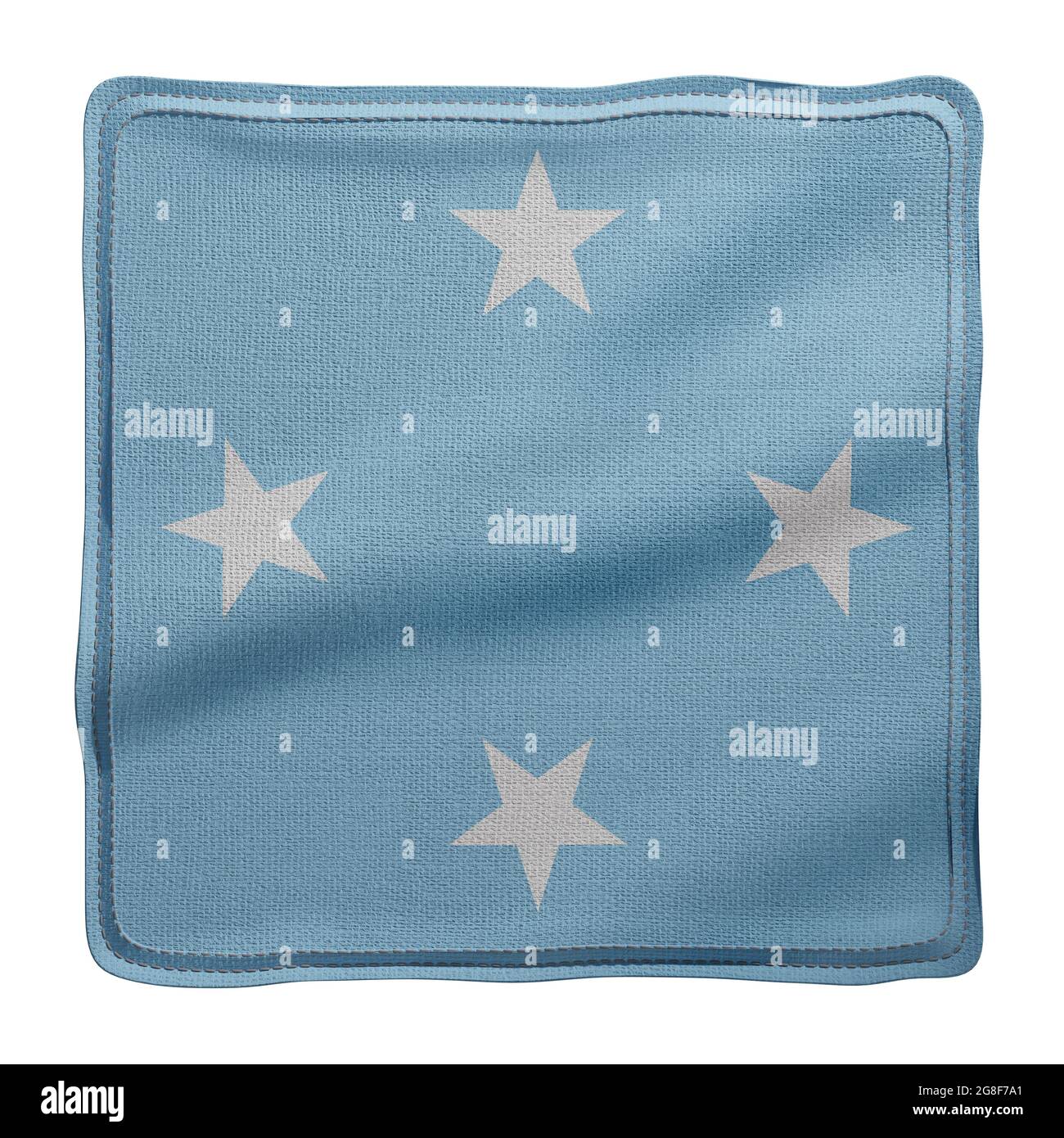 3d rendering of a detail of a silked Micronesia flag isolated on white ...