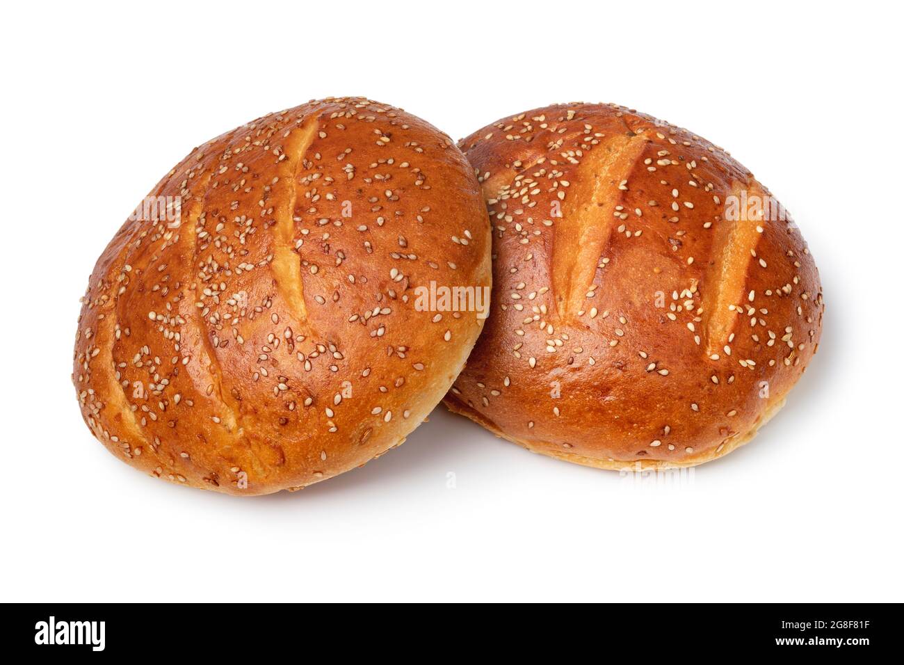 Pair of traditional fresh baked Moroccan krachel, sweet rolls, isolated on white background Stock Photo