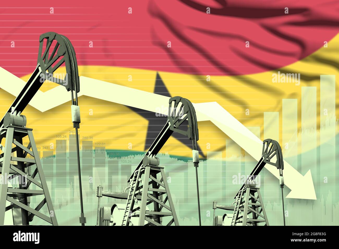 Ghana oil industry concept, industrial illustration - lowering down ...