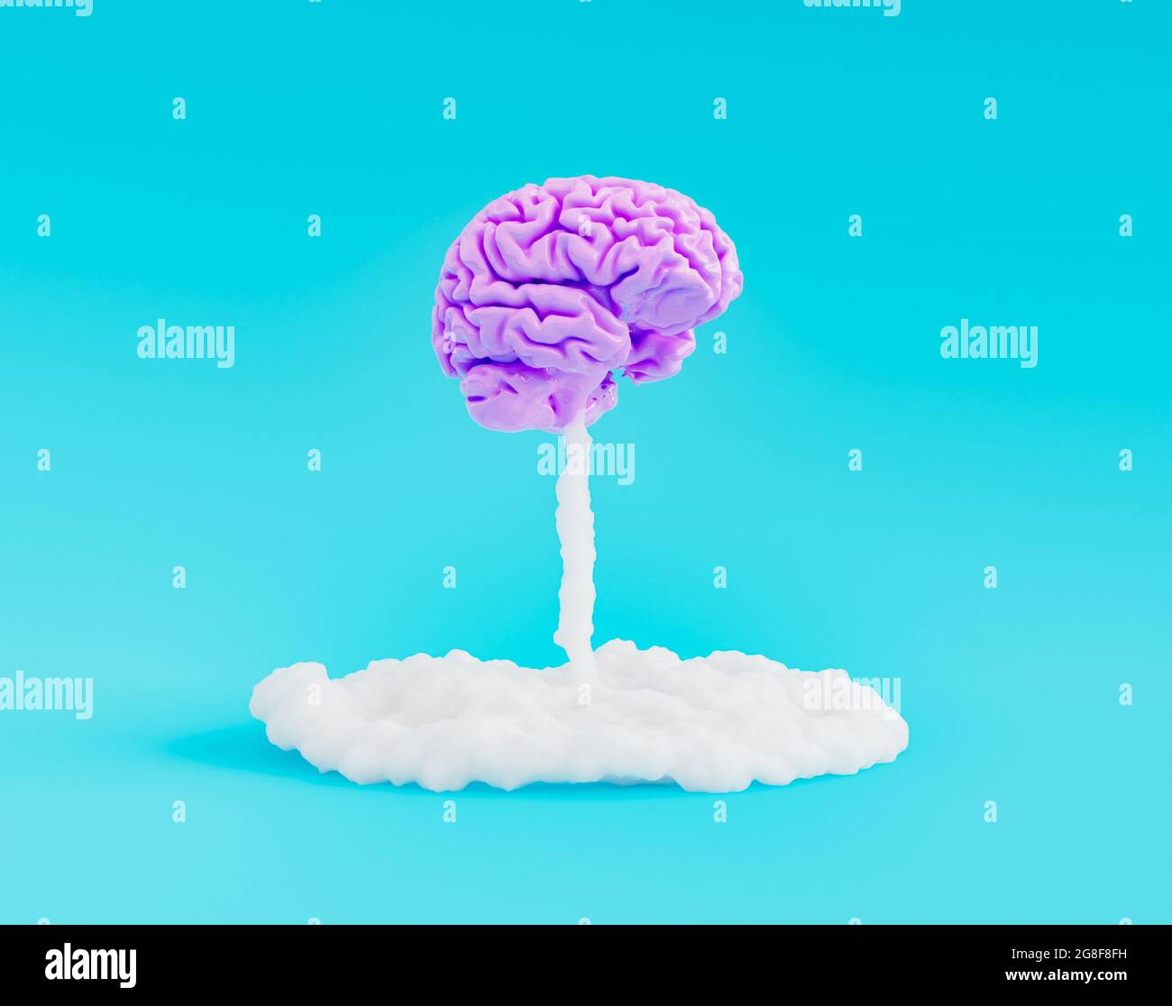 brain taking off from the ground with a cloud of smoke underneath