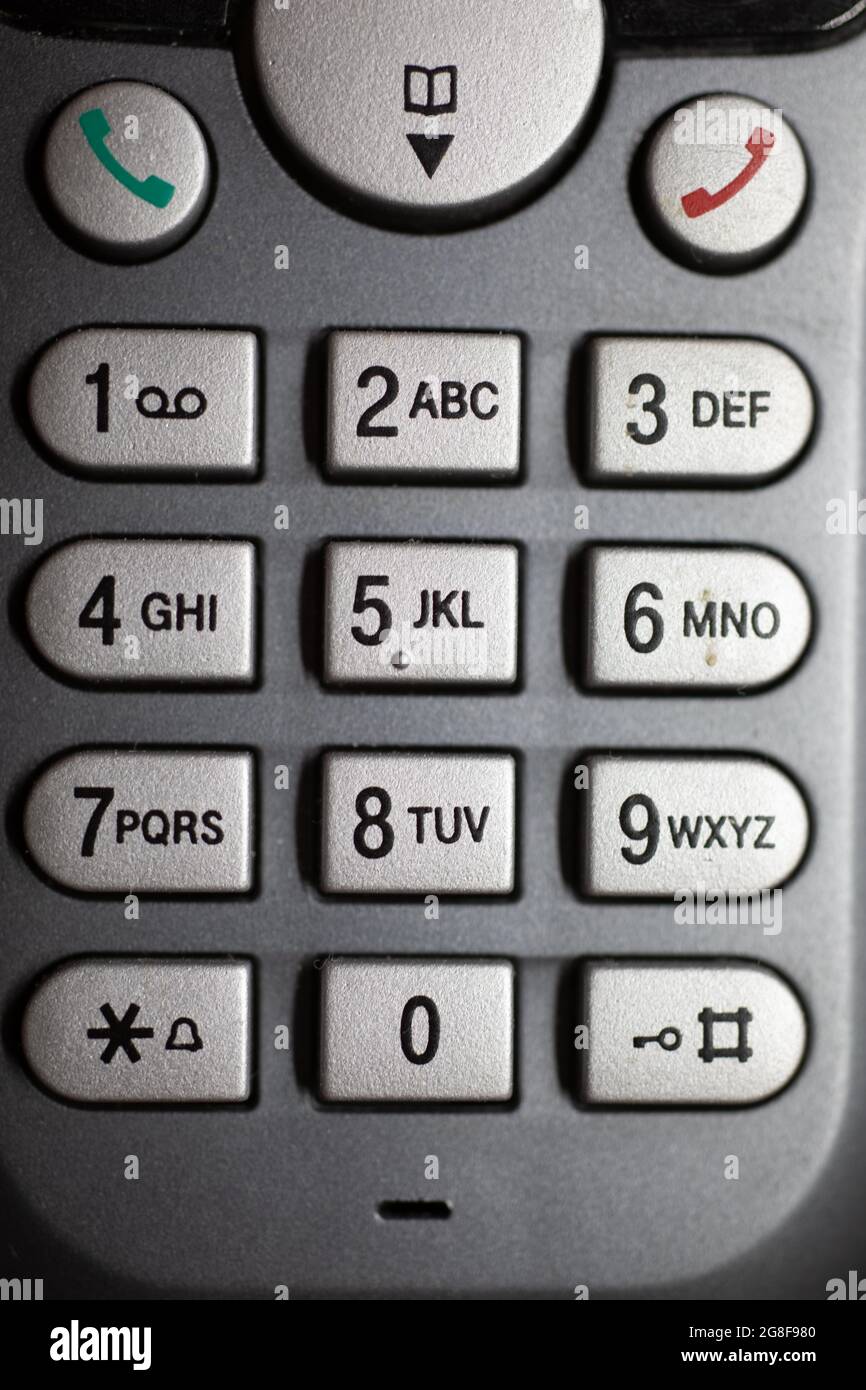 Numeric keypad of a mobile silver-colored telephone Stock Photo - Alamy