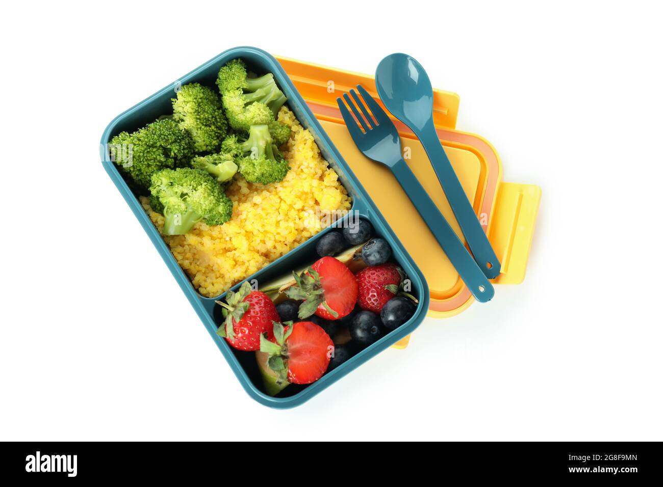 Lunch box with food isolated on white background Stock Photo - Alamy
