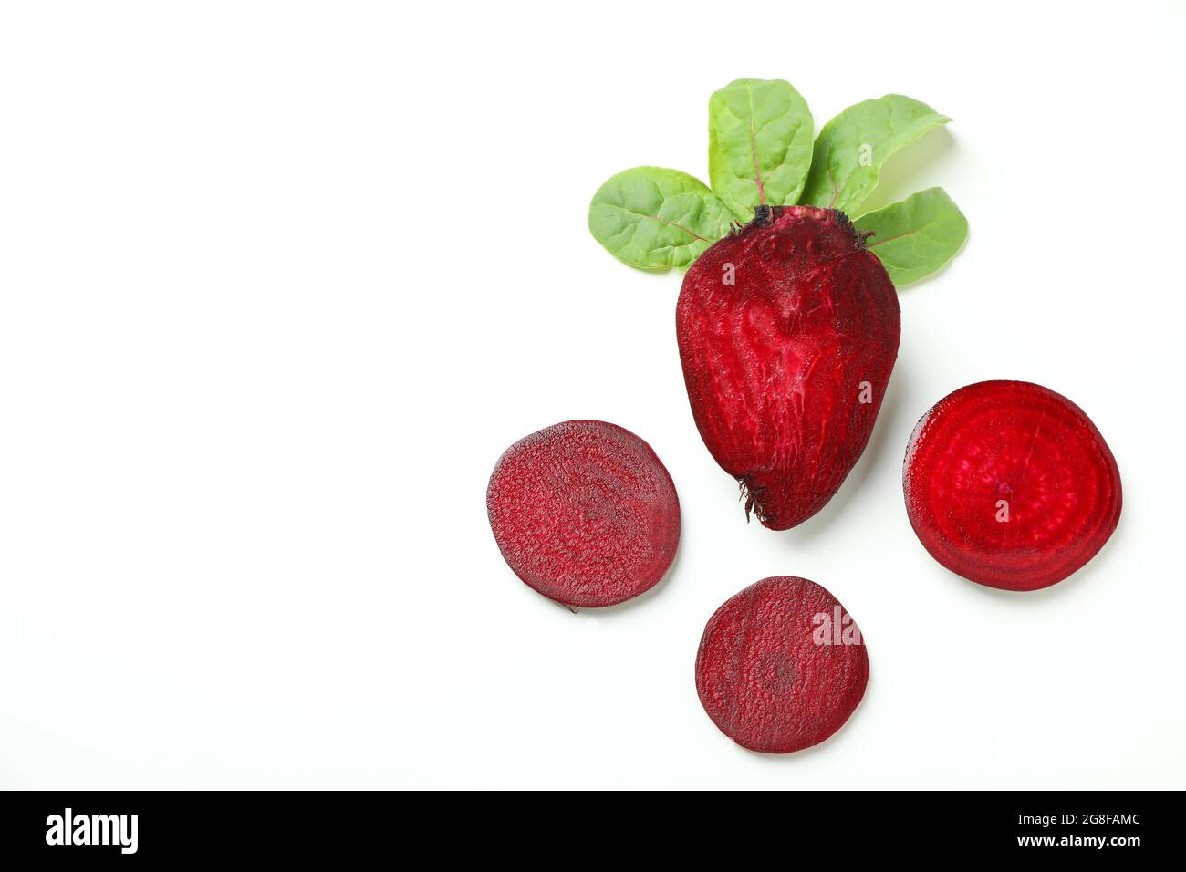 Chopped ripe red beet on white background Stock Photo