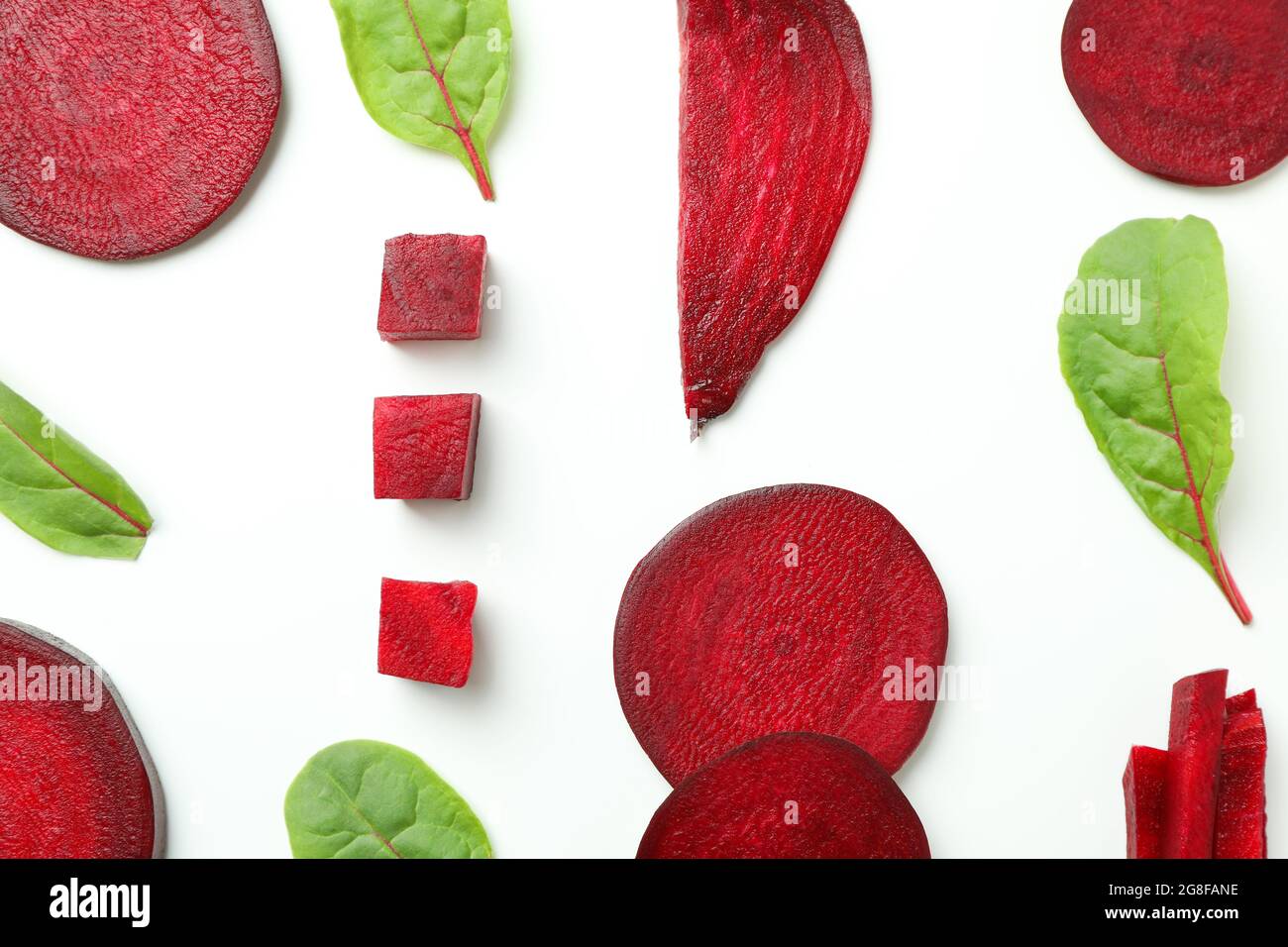 Chopped ripe red beet on white background Stock Photo