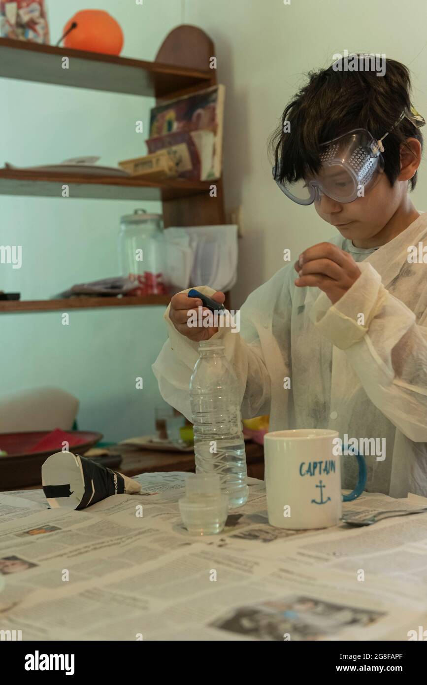 kid play science experiment chemical game Stock Photo Alamy