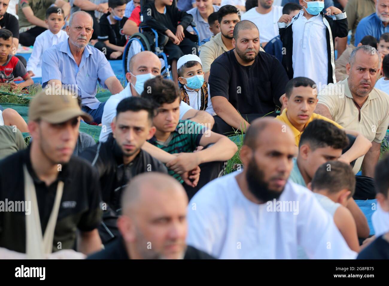 Muslims In Gaza Gaza, Palestine. 20th July, 2021. Muslims attend prayers at Al-Saraya ...
