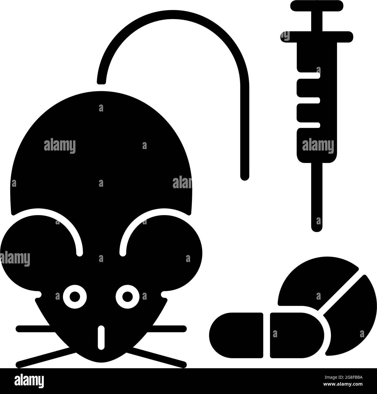 Testing medicine on animals black glyph icon Stock Vector