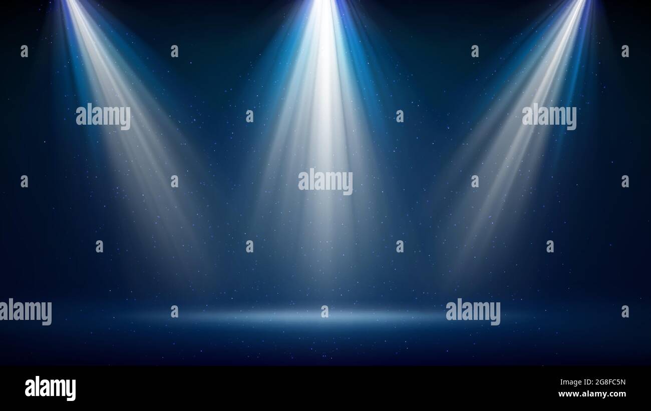 Spotlight backdrop. Illuminated blue stage. Background for displaying