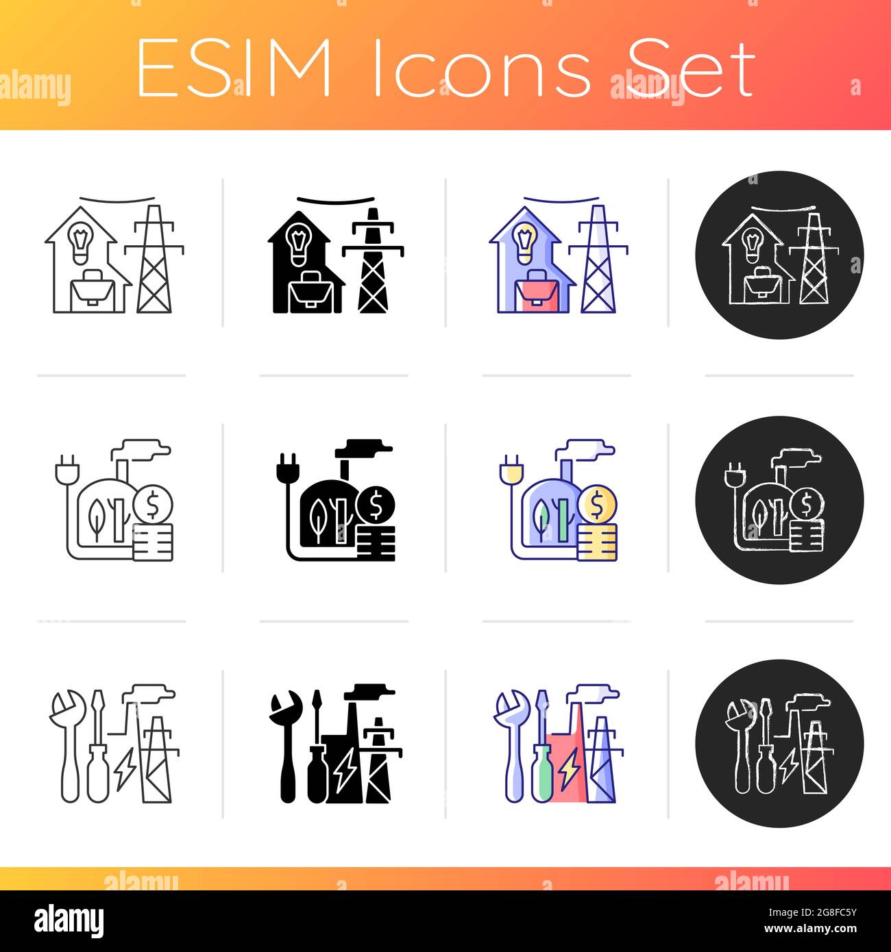 Electrical power icons set Stock Vector