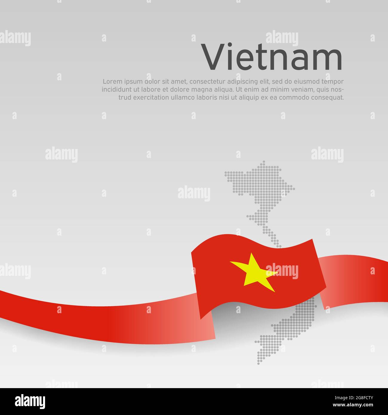 Vietnam flag, mosaic map on white background. Cover for vietnamese