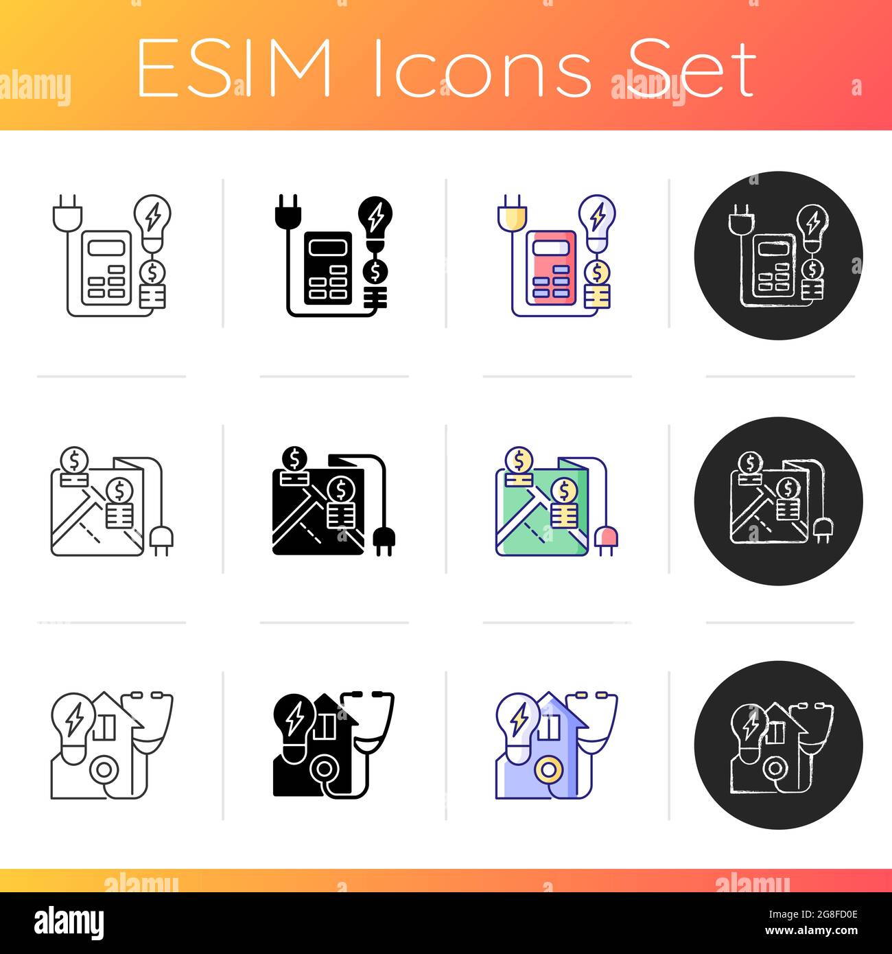 Electrical energy icons set Stock Vector