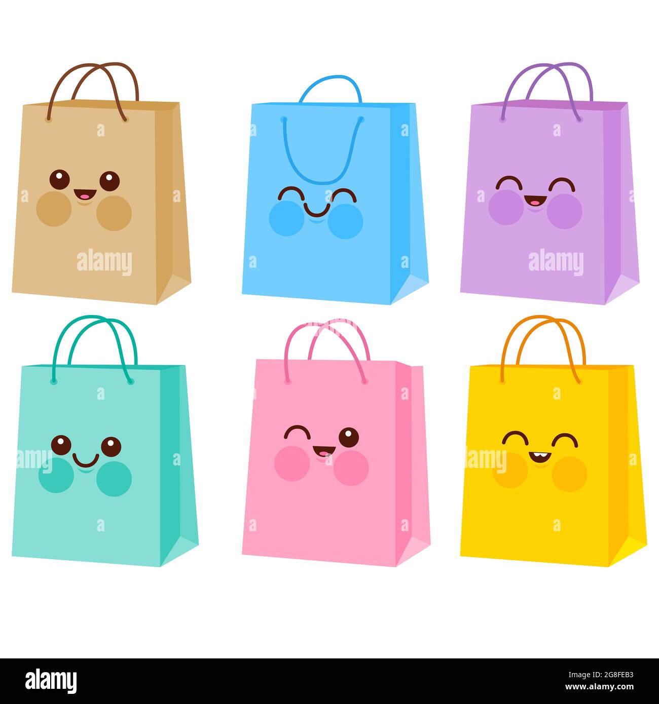 Cute colorful shopping bag characters set Stock Photo Alamy