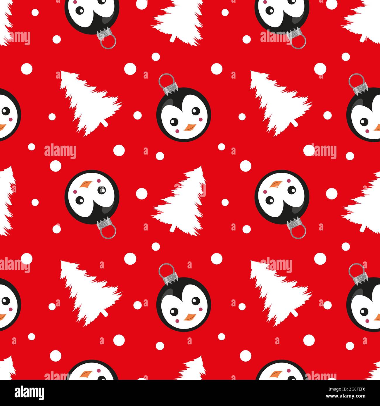Christmas seamless pattern on red background. Stock Vector
