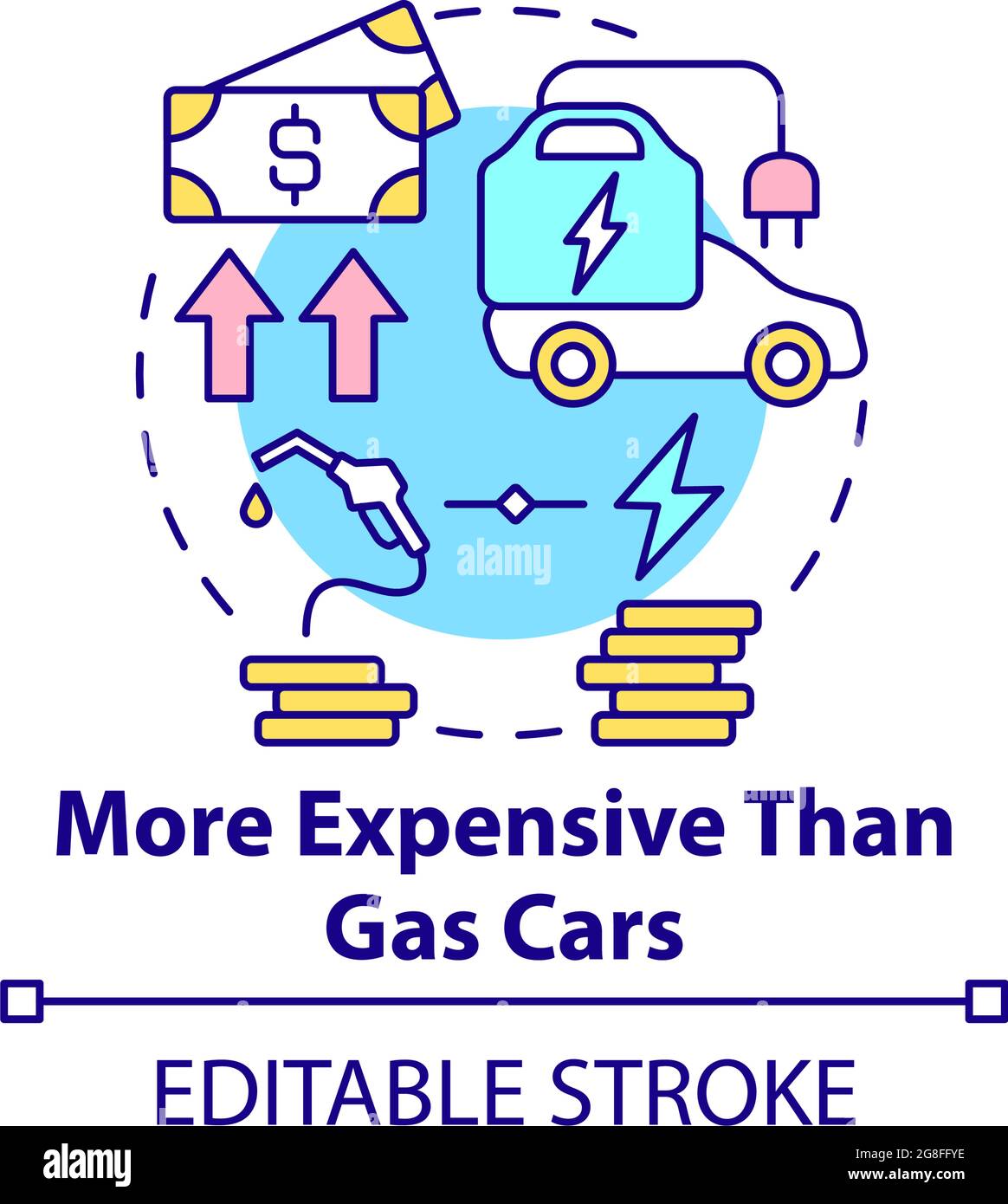 Electric vehicles cost difference concept icon Stock Vector Image & Art