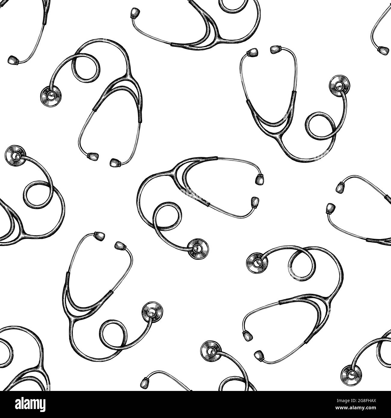 Seamless pattern with black and white stethoscope Stock Vector Image & Art  - Alamy