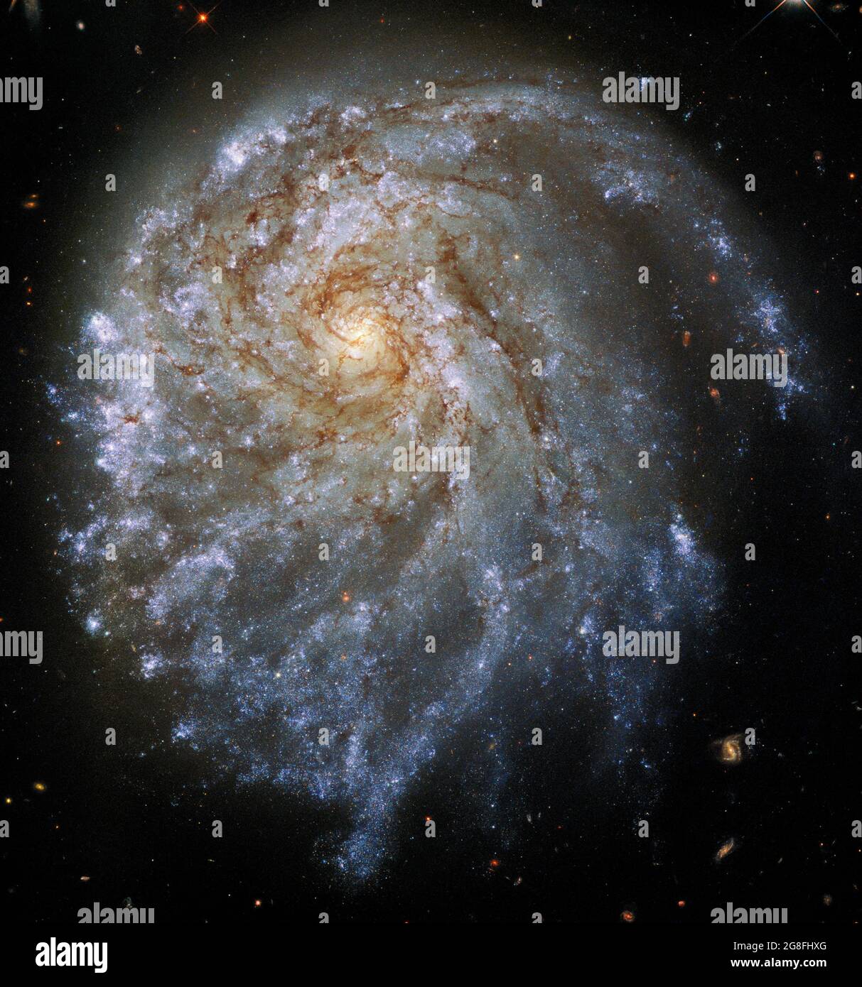 GALAXY NGC 2276 - 2021 - This spectacular image from the NASA/ESA Hubble Space Telescope shows the trailing arms of NGC 2276, a spiral galaxy 120 mill Stock Photo