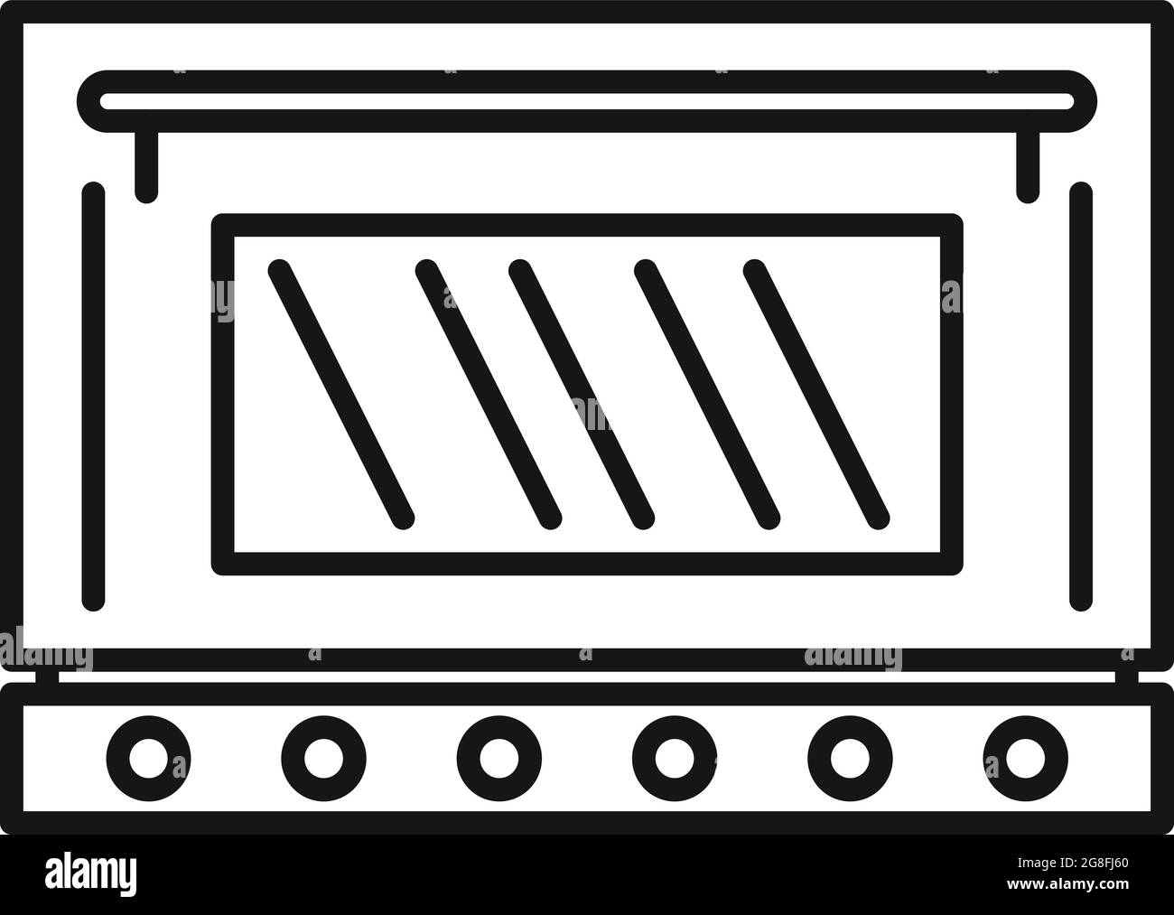 Fire oven icon outline vector. Convection grill stove. Electric kitchen oven Stock Vector Image